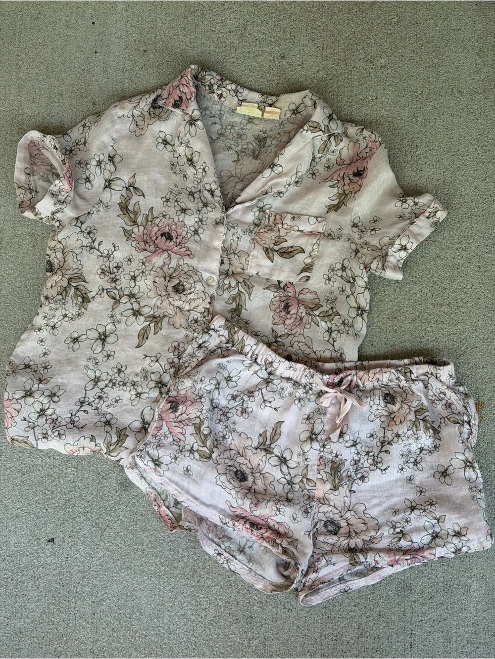 Floral Linen & Cotton Pajama Set - Robe + PJ Set